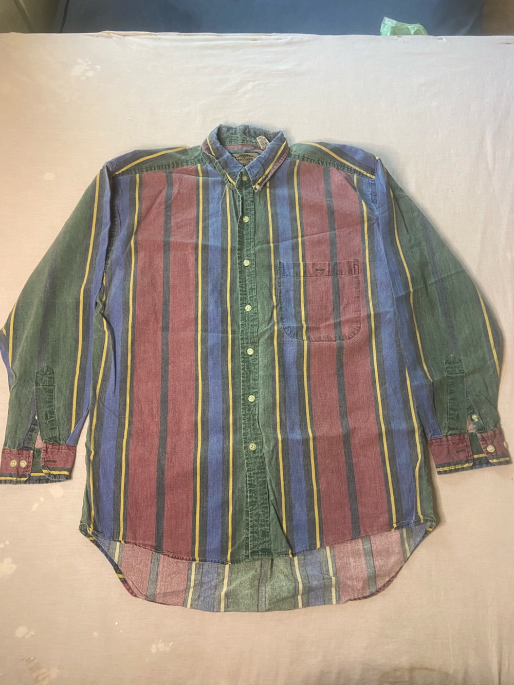 Men's Multicolor Striped Button-Up Shirt - Casual Long Sleeve - Picture 1 of 8